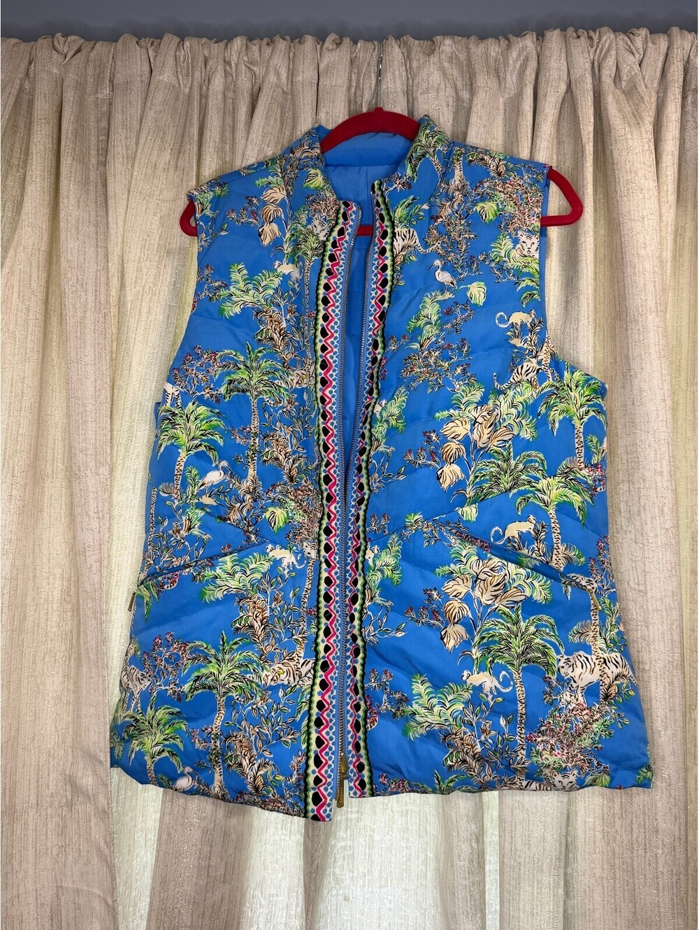 Lilly Pulitzer Deanne Reversible Vest Tiger Queen XL